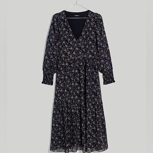 Madewell Georgette V-Neck Tiered Midi Dress in Enchanted Floral